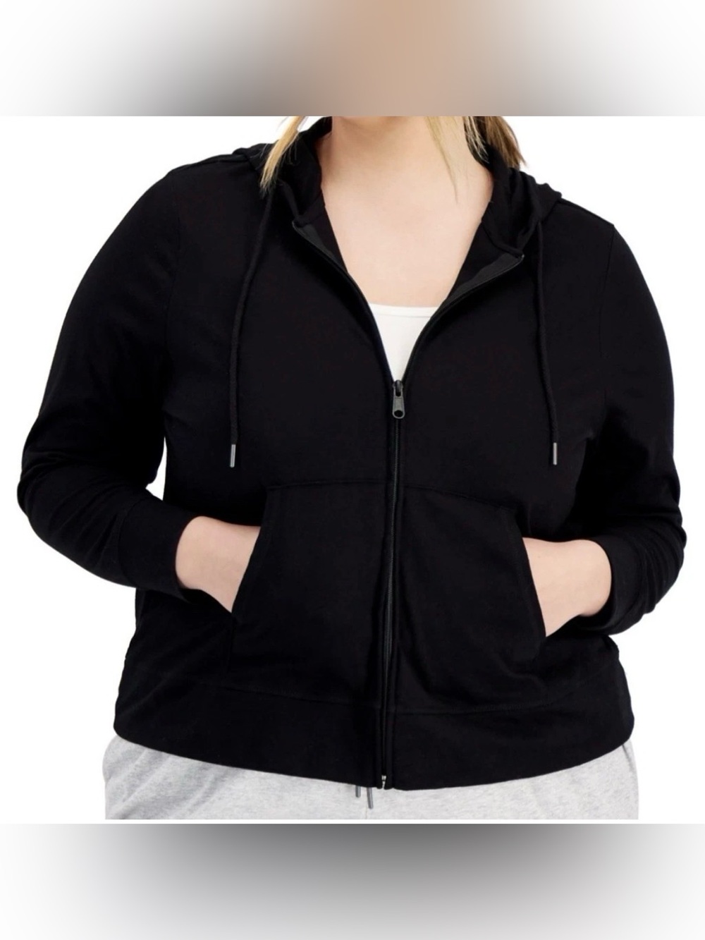 ID Ideology Women’s Plus Size Full Zip Hooded Jacket Black, Size 2X, $39.50